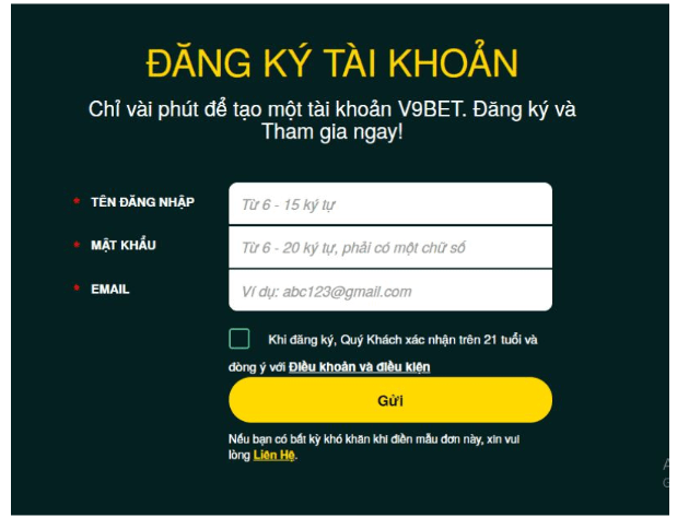 tài khoản V9bet